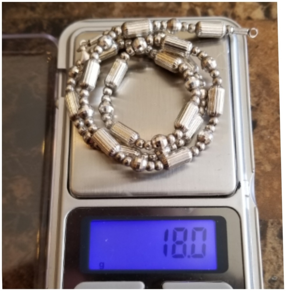 Heavy Solid Sterling Silver Necklace 16.5" - image 5